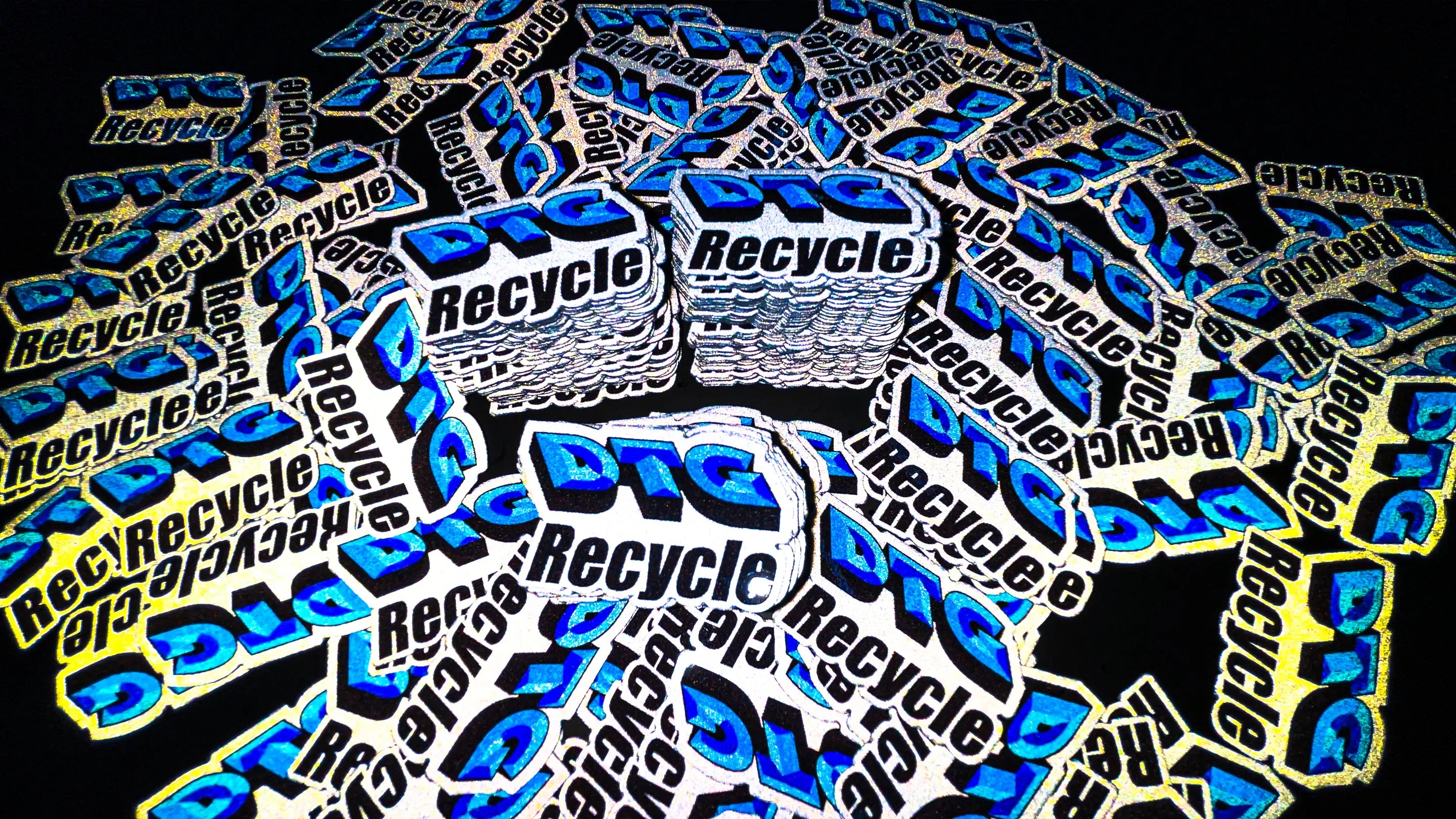 Custom printed reflective hard hat sticker we designed and printed for DTG Recycle in Bothell, WA