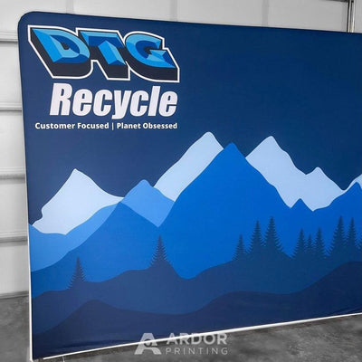 DTG Recycle custom tension fabric backdrop with printed mountain graphics by Ardor Printing, view 4
