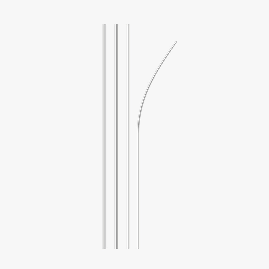 Econo flag pole set: three straight aluminum poles and one curved pole