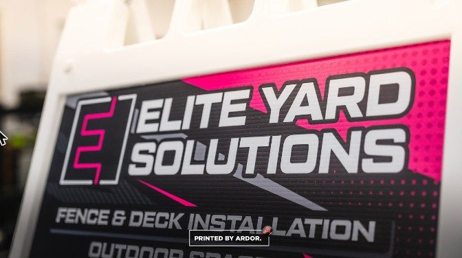 Elite Yard Solutions A-frame signs by Ardor Printing