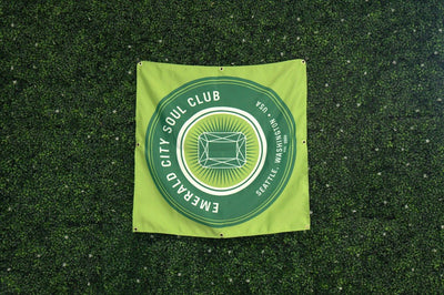Emerald City Soul Club custom fabric banner with grommets by Ardor Printing