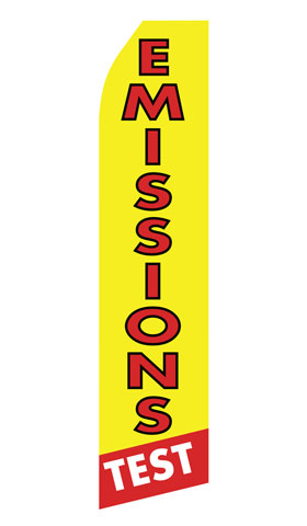 Emissions Test econo feather flag, 16 ft, single-sided