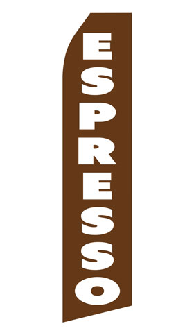 Espresso econo feather flag, 16 ft, single-sided, design 0125