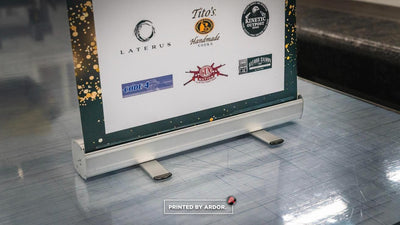 Event sponsor retractable banner stand with sponsor logos by Ardor Printing