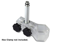 Flag attachment seated in a hex clamp, captioned hex clamp not included