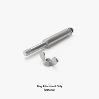 Metal flag attachment for an event tent leg