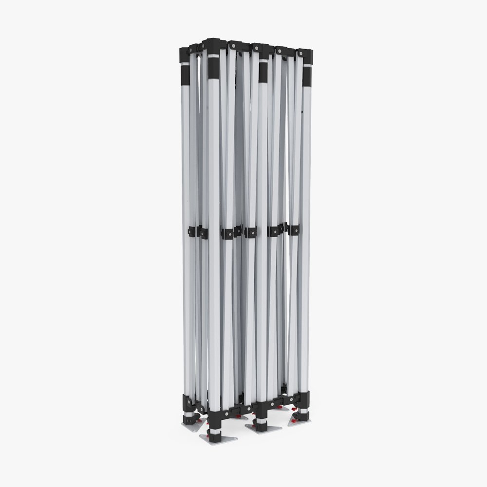 10x20 event tent frame folded down, aluminum hex legs