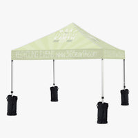 Event tent with a sandbag on each leg
