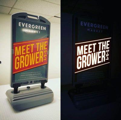 Evergreen Market reflective wind sign by Ardor Printing