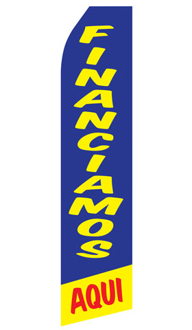 Financiamos Aqui econo feather flag, 16 ft, single-sided