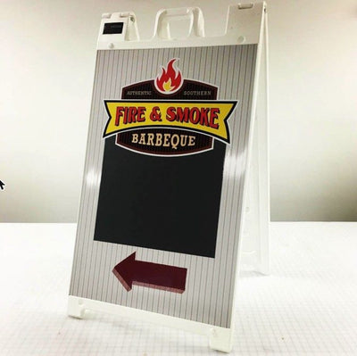Fire & Smoke Barbeque A-frame chalkboard sign by Ardor Printing