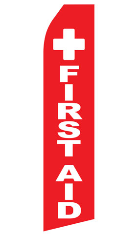 First Aid econo feather flag, 16 ft, single-sided