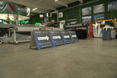First & Main open house A-frame signs by Ardor Printing