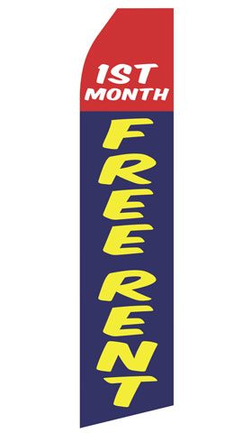 First Month Free Rent econo feather flag, 16 ft, single-sided, design 1317