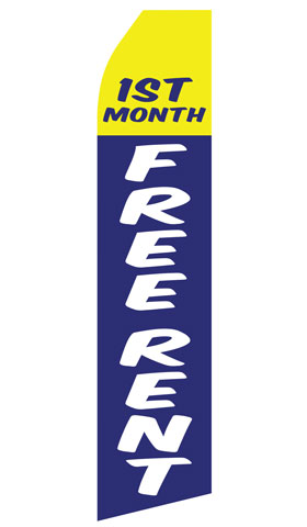 First Month Free Rent econo feather flag, 16 ft, single-sided, design 1318