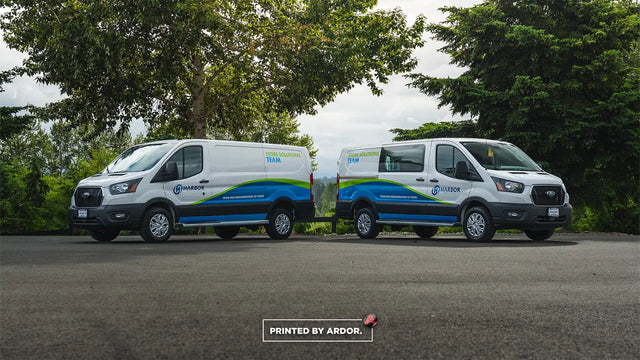 Matching fleet van partial wraps for Harbor Foods