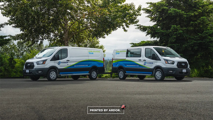 Matching fleet van partial wraps for Harbor Foods