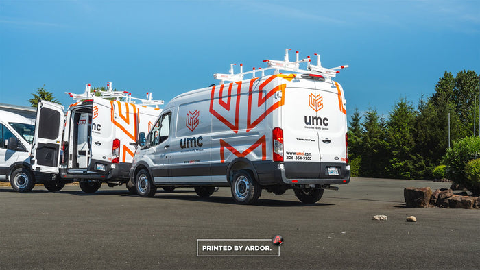Fleet van upfitting with ladder racks by Ardor Printing