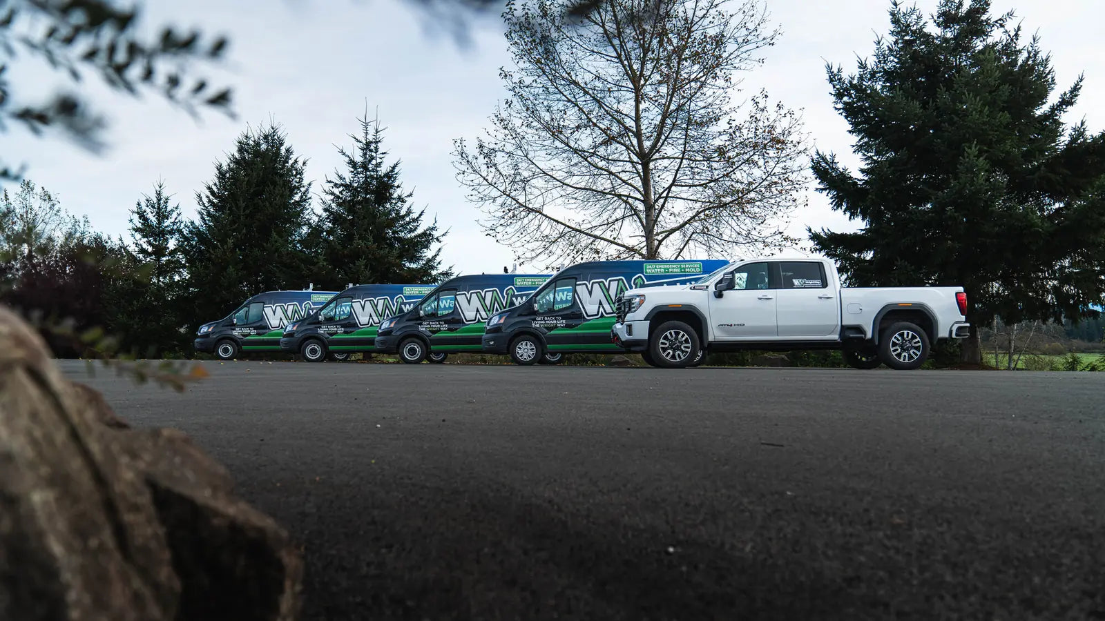 Matching fleet van wraps on four Wrightway vans, printed and installed by Ardor Printing