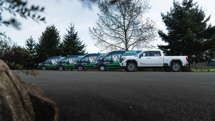 Matching fleet van wraps on four Wrightway vans
