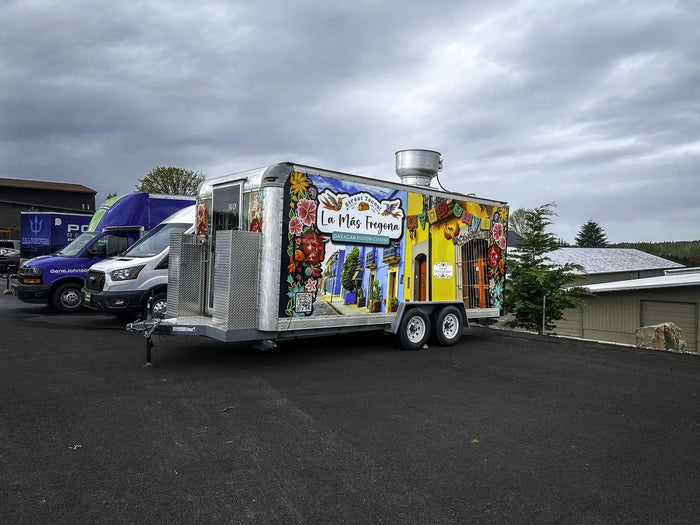 Colorful concession food trailer wrap
