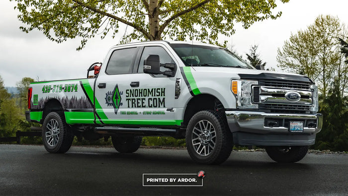 Ford F-250 partial wrap for Snohomish Tree Co
