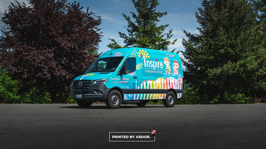 Colorful Ford Transit van wrap for Inspire