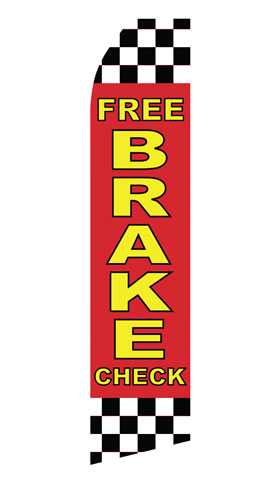 Free Brake Check econo feather flag, 16 ft, single-sided