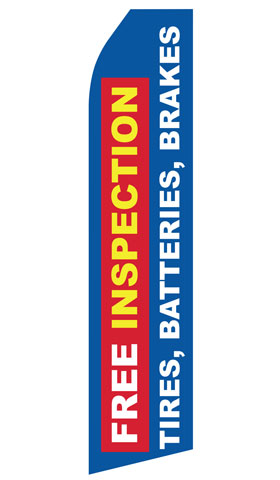 Free Inspection Tires Batteries Brakes econo feather flag, 16 ft, single-sided
