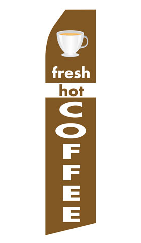 Fresh Hot Coffee econo feather flag, 16 ft, single-sided, design 0130