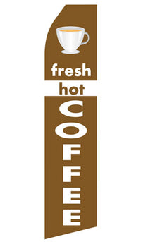 Fresh Hot Coffee econo feather flag, 16 ft, single-sided, design 1006