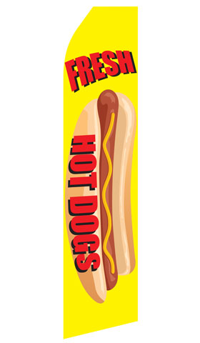 Fresh Hot Dogs econo feather flag, 16 ft, single-sided