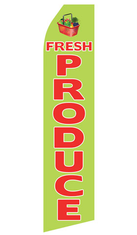 Fresh Produce econo feather flag, 16 ft, single-sided