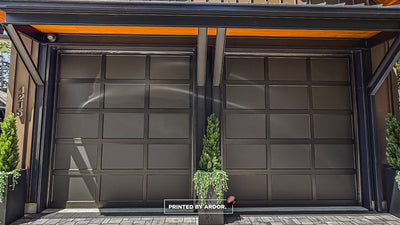 Frosted privacy window film installed on a glass garage door, view 3 by Ardor Printing
