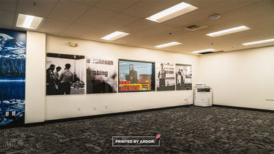 Gene Johnson Plumbing office wall wrap with acrylic standoff panels by Ardor Printing, view 2