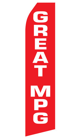 Great MPG econo feather flag, 16 ft, single-sided, design 0264