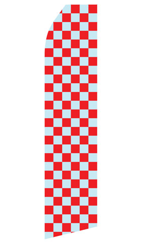 Grey and Red Checkered econo feather flag, 16 ft, single-sided