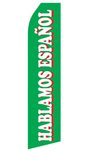 Hablamos Español econo feather flag, 16 ft, single-sided