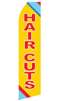 Haircuts econo feather flag, 16 ft, single-sided