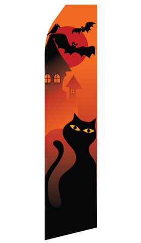 Halloween Cat econo feather flag, 16 ft, single-sided