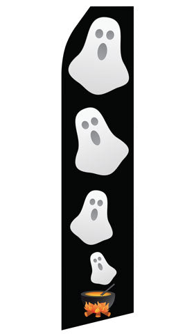 Halloween Ghost econo feather flag, 16 ft, single-sided