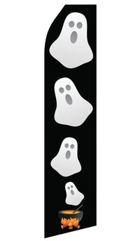 Halloween Ghost econo feather flag, 16 ft, single-sided