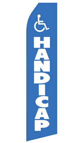 Handicap econo feather flag, 16 ft, single-sided, design 1015