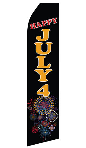 Happy 4th of July econo feather flag, 16 ft, single-sided, design 0814