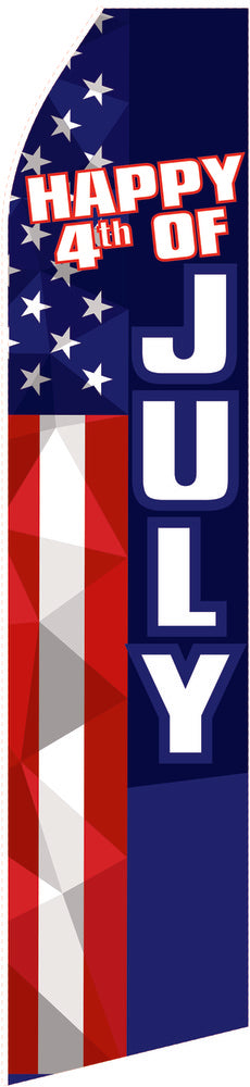 Happy 4th of July econo feather flag, 16 ft, single-sided, design 0819