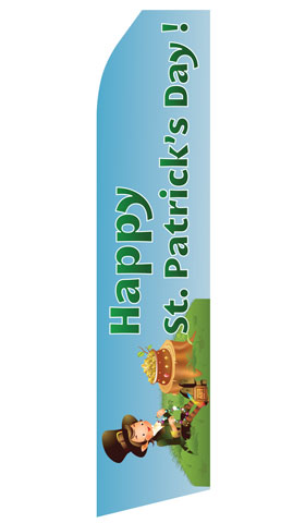 Happy St. Patrick's Day econo feather flag, 16 ft, single-sided