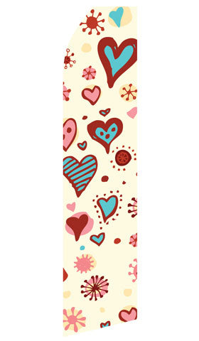 Heart Design econo feather flag, 16 ft, single-sided