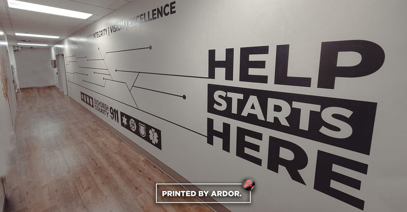 Help Starts Here office wall graphics by Ardor Printing