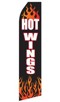Hot Wings econo feather flag, 16 ft, single-sided