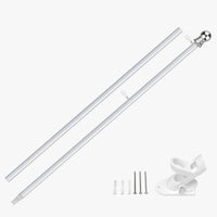 Aluminum house flag pole with ball top, white mounting bracket and screws
